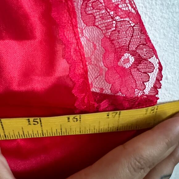 Red Lace Babydoll Slip Dress, Coquette Y2K Romantic Goth Indie Sleaze 90s Medium - Picture 5 of 5